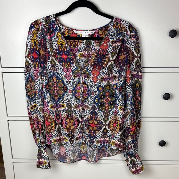 Veronica Beard Sura Printed Button Down Blouse - Size 4 - Picture 1 of 11